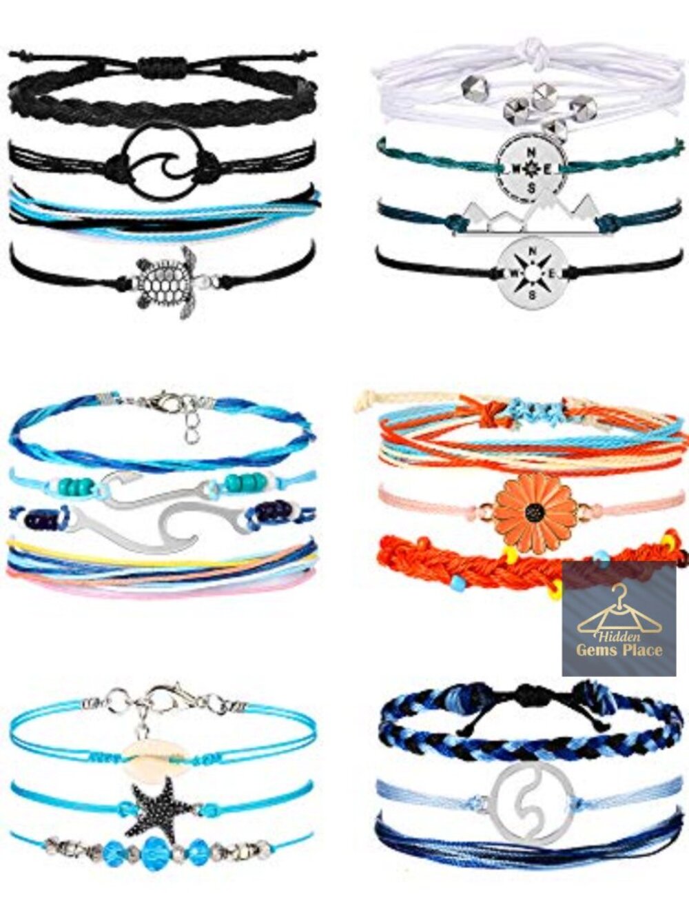 21 Pc Friendship Bracelets Drawstring Anklets Wax Cords Boho